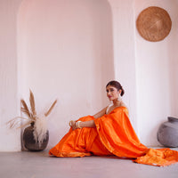 Radiant Orange - Pure Mulberry Silk Saree