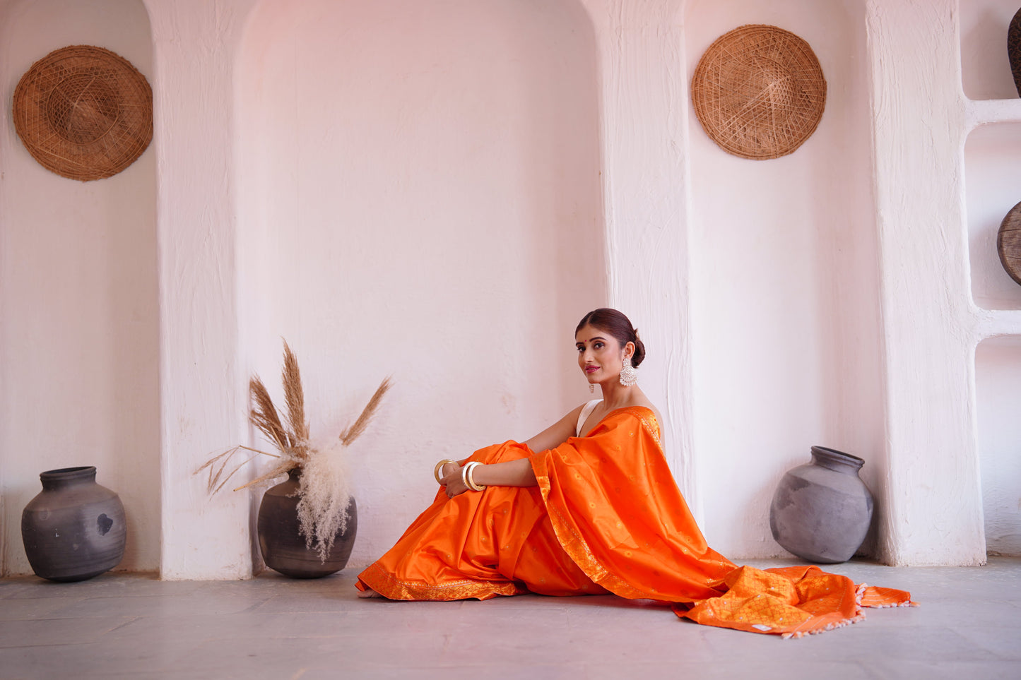 Radiant Orange - Pure Mulberry Silk Saree