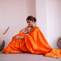 Radiant Orange - Pure Mulberry Silk Saree