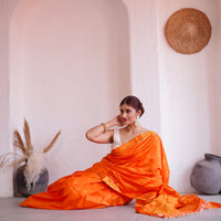 Radiant Orange - Pure Mulberry Silk Saree