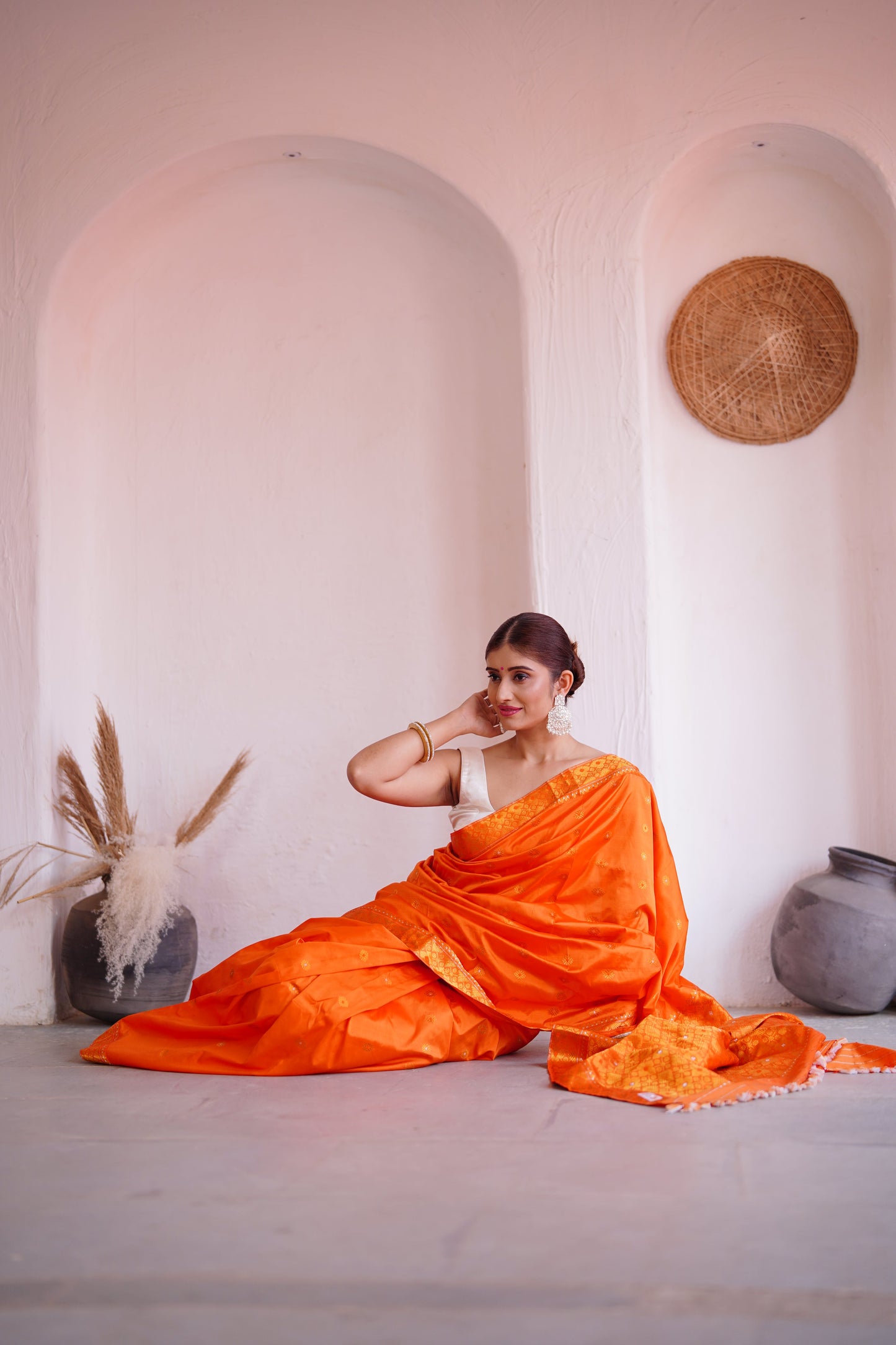 Radiant Orange - Pure Mulberry Silk Saree