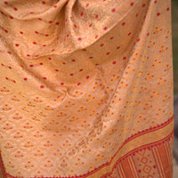 The "Swarna Raga" Handwoven Silk Mekhela Sador with Ruby Motifs & Golden Zari