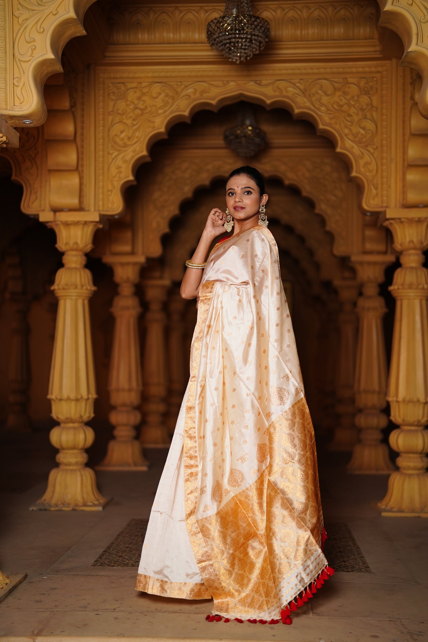 Earthy Luxe: Contemporary Tussar Silk Saree with Organic Charm