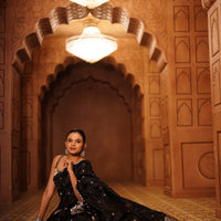 The "Midnight Silver" Handwoven Silk Mekhela Sador: A Timeless Statement