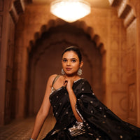 The "Midnight Silver" Handwoven Silk Mekhela Sador: A Timeless Statement