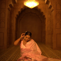 The "Blush Bloom" Handwoven Silk Mekhela Sador: An Aura of Gentle Grace