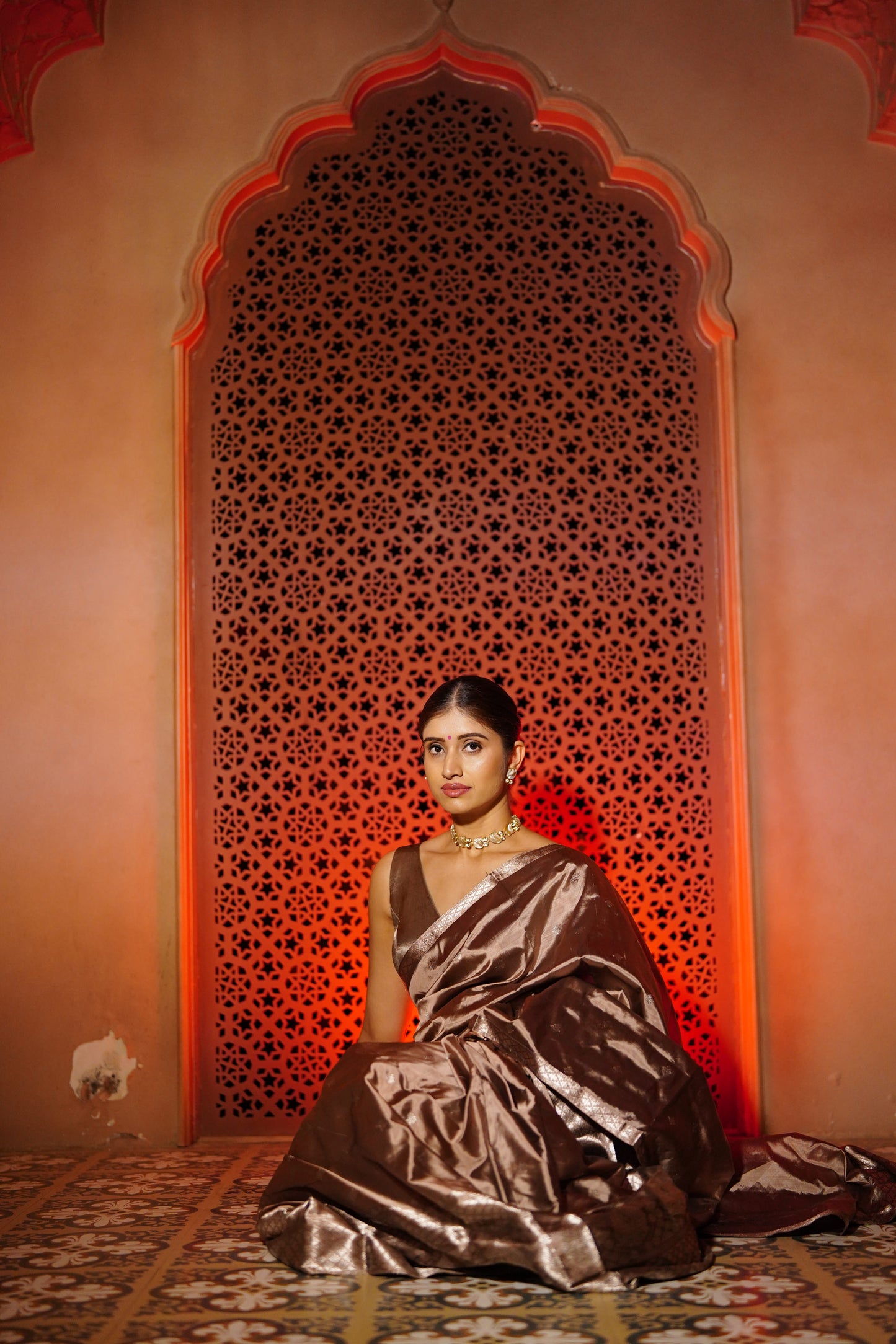 The "Molten Bronze" Handwoven Silk Mekhela Sador: A Statement of Sophistication