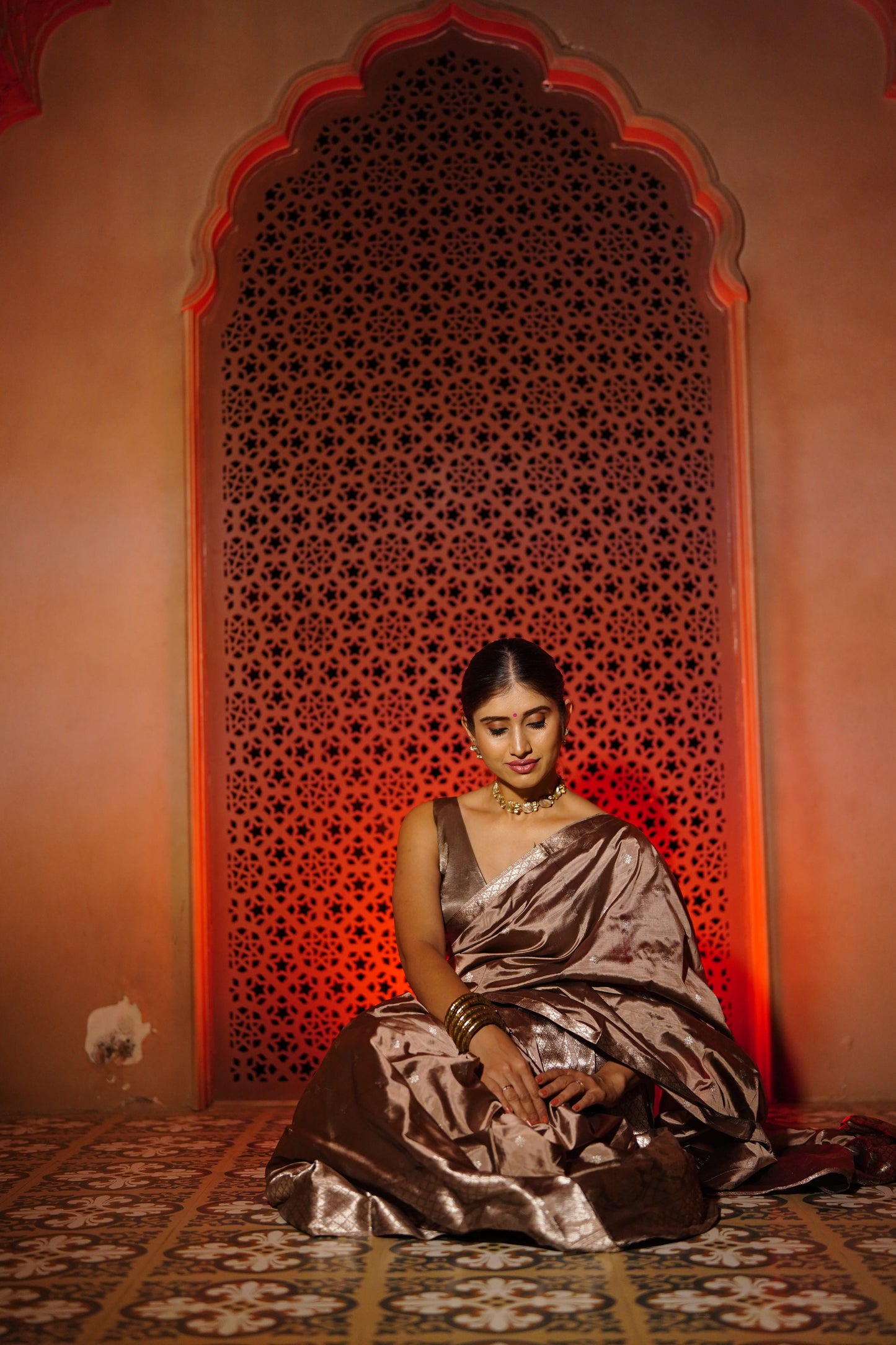The "Molten Bronze" Handwoven Silk Mekhela Sador: A Statement of Sophistication