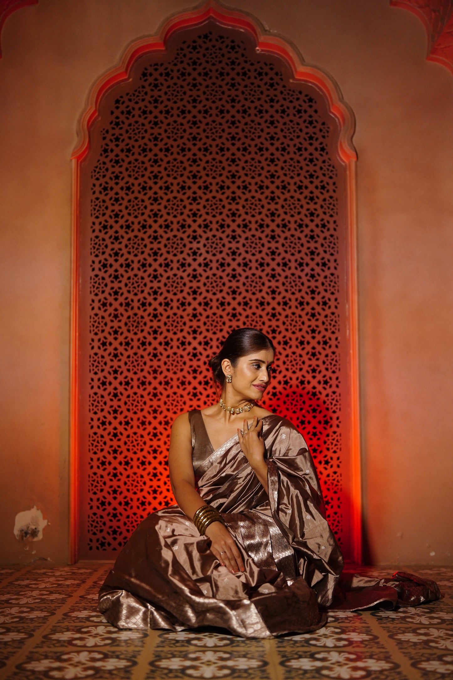 The "Molten Bronze" Handwoven Silk Mekhela Sador: A Statement of Sophistication