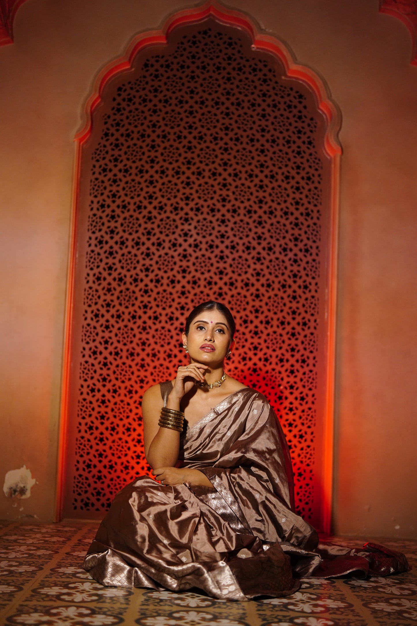 The "Molten Bronze" Handwoven Silk Mekhela Sador: A Statement of Sophistication