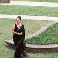 Plum Haze: Contemporary Modal-Mulberry Silk Saree with Floral Weave