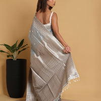 Handwoven Pure Mulberry Silk in Silver Gray