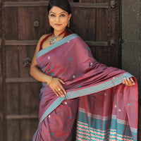 Kaaya Crimson Red – Dual Tone | Handwoven Cotton–Raw Silk Blend Saree
