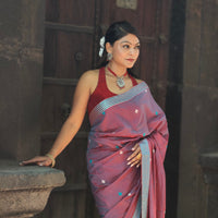 Kaaya Crimson Red – Dual Tone | Handwoven Cotton–Raw Silk Blend Saree