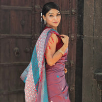 Kaaya Crimson Red – Dual Tone | Handwoven Cotton–Raw Silk Blend Saree