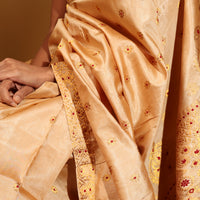 Golden Beige Tussar Silk With Zari Floral Butis