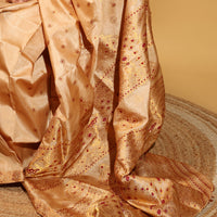 Golden Beige Tussar Silk With Zari Floral Butis