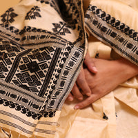 Tussar Silk With Black Thread Work